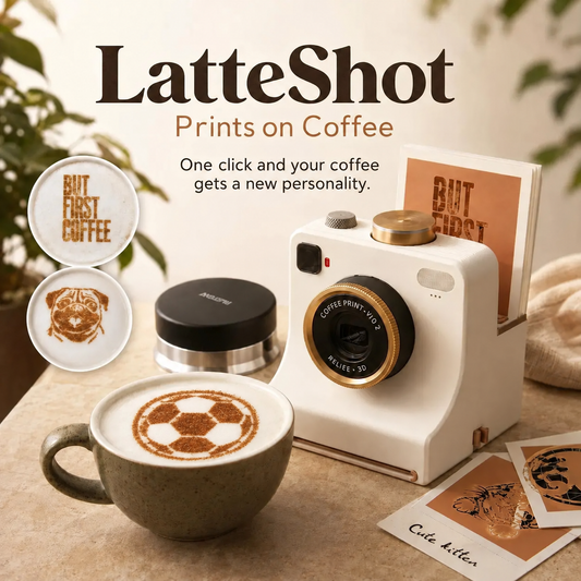 ☕50% RABATT NU!! ✨Retro kaffekonstkamera – Mekanisk latte-schablonpress