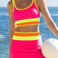 🔥🎁Nyhet 50 % RABATT🔥🌼 Färgblockerad Sportig 3-delars Bikiniset i Nylon – Högmidja med Magekontroll 👙
