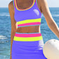 🔥🎁Nyhet 50 % RABATT🔥🌼 Färgblockerad Sportig 3-delars Bikiniset i Nylon – Högmidja med Magekontroll 👙
