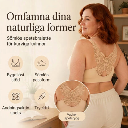 🦋 50% RABATT NU! 👙 Bygellös BH med Fjärilsbroderi – Is-silke Komfort & Lyft – Perfekt för Plus Size – Bär Hela Dagen 💕