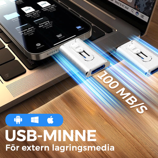 💾🔥 16GB~64GB Micro USB + 8-pinnar + USB 3.0 4-i-1 USB-minne för mobil och dator