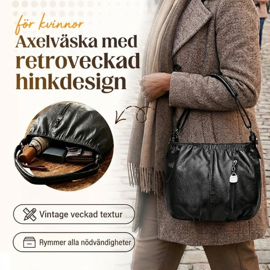 👜✨Axelväska med retroveckad hinkdesign för kvinnor