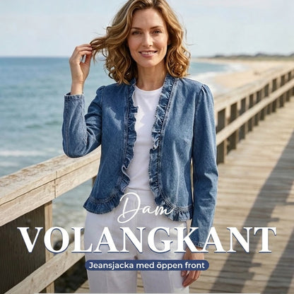 🥳REA 2026🥳💞Över 50 000 sålda!👵☀️ 50 % RABATT!!  Dam Denimjacka med Volang & Öppen Framsida🌿✅