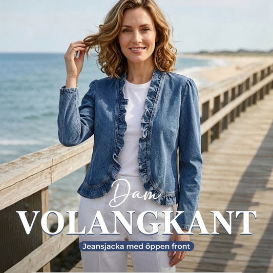 🥳REA 2026🥳💞Över 50 000 sålda!👵☀️ 50 % RABATT!!  Dam Denimjacka med Volang & Öppen Framsida🌿✅