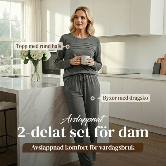 🔥SISTA DAGEN 50%RABATT✨Avslappnat set med topp och byxor med dragsko för dam