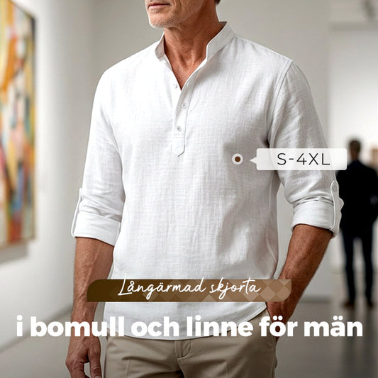 🌿Långärmad bomullslinne skjorta för män