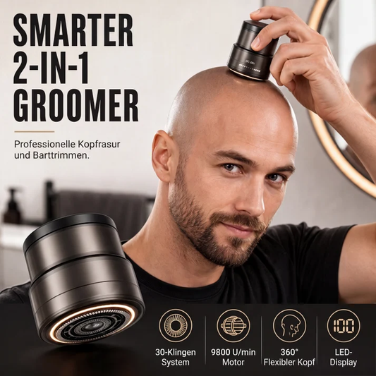 ⏳Tidsbegränsat erbjudande⏰2‑i‑1 elektrisk rakapparat & skäggtrimmer – 30-bladig precision, 360° svängbart huvud & digital display💈