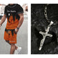 👕50 % RABATT NU! 🔥Mäns grafiska tryck T-shirt och shorts uppsättning – Mjukt tyg, iögonfallande design & Perfekt för sommardagar ☀️