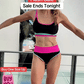 🔥🎁Nyhet 50 % RABATT🔥🌼 Färgblockerad Sportig 3-delars Bikiniset i Nylon – Högmidja med Magekontroll 👙
