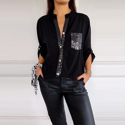 ✨Köp nu 👉 och få 49% ✨2025 Ny Casual topp med patchwork pailletten