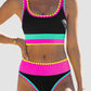 🔥🎁Nyhet 50 % RABATT🔥🌼 Färgblockerad Sportig 3-delars Bikiniset i Nylon – Högmidja med Magekontroll 👙
