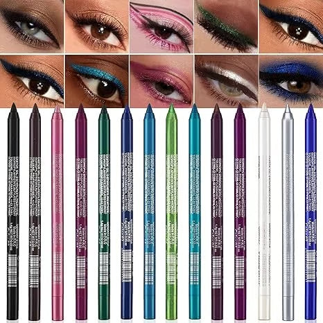 💄 50% RABATT! 🎨 14-delars Set med Vattenfast Gel-Eyeliner – Metallisk & Pärlemorskimrande Finish, Långvarig & Smetfri Formula För Perfekt Linning 👁️