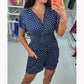💕V-ringad prickig en-delad jumpsuit med shorts