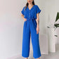 V-ringad kortärmad casual jumpsuit för kvinnor