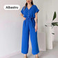 V-ringad kortärmad casual jumpsuit för kvinnor