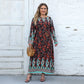 Plus size rund hals lös maxiklänning med tryck för kvinnor