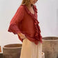 Kvinnor Ruffle Collar Blouse med klockärmar