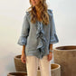 Kvinnor Ruffle Collar Blouse med klockärmar