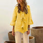 Kvinnor Ruffle Collar Blouse med klockärmar
