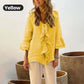 Kvinnor Ruffle Collar Blouse med klockärmar