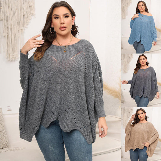 Plus size-jumper med rund halsringning för kvinnor