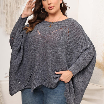 Plus size-jumper med rund halsringning för kvinnor