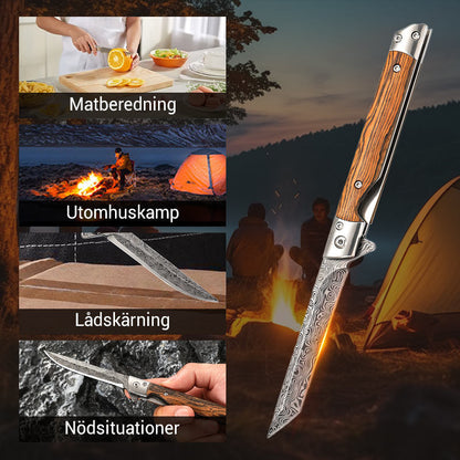🗡️✨Fällkniv med Trähandtag för Vandring & Camping⛺