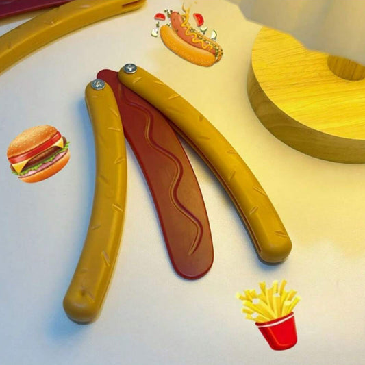 Säker tränings fjärilskniv med kreativt hotdog design