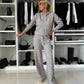 🌟Avslappnad Sweatshirt med Huva 2-delat Set