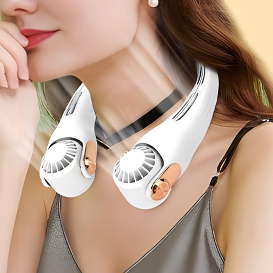 ❄️ Bärbar nackfläkt – omedelbar kylning på 3 sekunder, 360° roterbart huvud, luftflöde med 3 hastigheter
