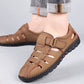 Fashionabla läder ihåliga sandaler