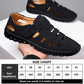 Fashionabla läder ihåliga sandaler