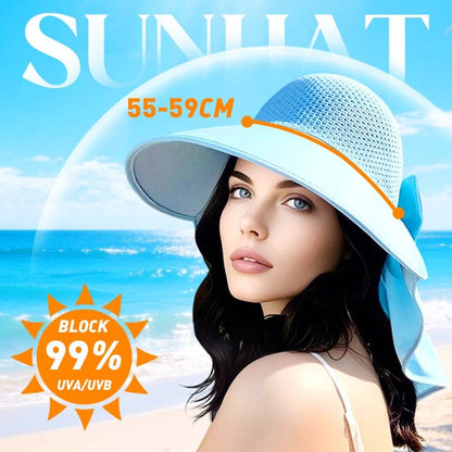 👒Solhatt med bred brätte och avtagbar nackskydd