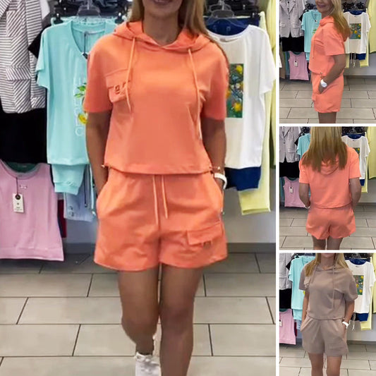 🌸Sommarfynd 49% rabatt🌸Sommarpaket med kortärmad hoodie och byxor för kvinnor