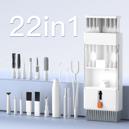 22-i-1-rengöringsset för elektronik – Innehåller tangentbord, skärm, hörlurar, kameralins och mycket mer