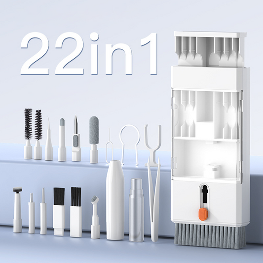22-i-1-rengöringsset för elektronik – Innehåller tangentbord, skärm, hörlurar, kameralins och mycket mer