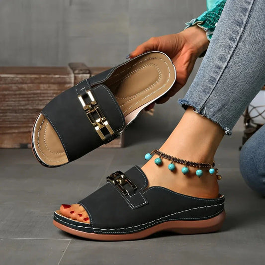 👡✨Ortopediska sandaler med guldspänne