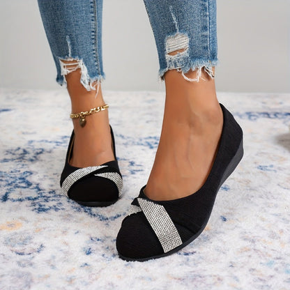🔥Sista dagen-kampanj 50 % RABATT – Lätta, fashionabla damskor med strass och kilklack