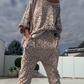 ✨2-delat set med topp och byxor med leopardmönster för kvinnor