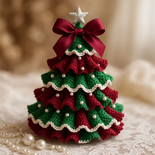 🎄Virkat Julgransdekoration med Imiterade Pärlor