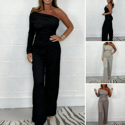 ❄️SISTA DAGENS ERBJUDANDE – 50 % RABATT 💖 Snyggt topp- och vidbyxset för damer i 2 delar