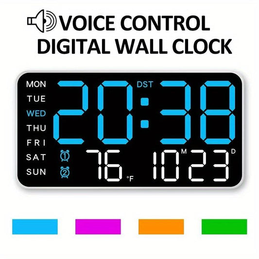 📢49% RABATT! NU!!!🔥Stor digital väggklocka med LED-display, datumvisare och termometer, perfekt present till äldre, dekoration för vardagsrummet och sovrummet