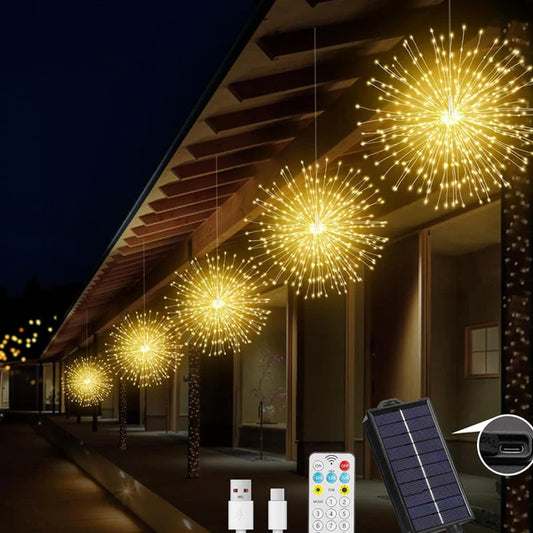 🎆 50% RABATT! 💡Solenergi Fyrverkerier Ljusgirland – Magisk trädgårdsbelysning för fester & kvällar