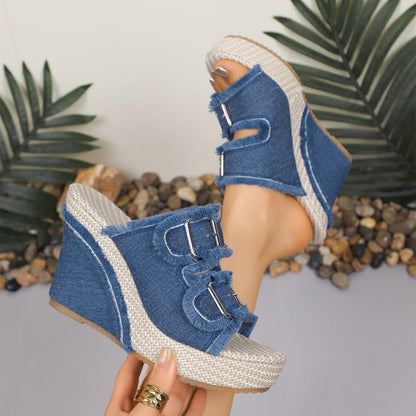 🔥🎁Nyhet 50 % RABATT🔥Casual Denim Platform Slide Sandals för kvinnor