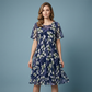 🌸 50 % RABATT JUST NU! ✨👗Kortärmad A-linjeformad aftonklänning – elegant blommönster, dubbla lager chiffong & smickrande knälång modell 👗💙