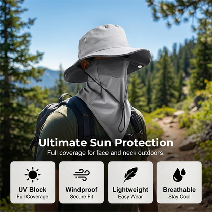☀️ En ventilerad fiskarhatt👒 med avtagbart ansiktsskydd – superpraktisk!