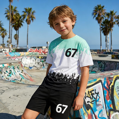 🎁2026 Hot Sale🎁Pojkars set med 3D-tryckt t-shirt och shorts