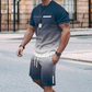 😎Herrset med t-shirt och shorts i gradientfärg