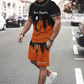 👕50 % RABATT NU! 🔥Mäns grafiska tryck T-shirt och shorts uppsättning – Mjukt tyg, iögonfallande design & Perfekt för sommardagar ☀️
