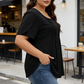 👚 50% RABATT NU!✨ Dam-T-shirt med veckad front och puffärmar – Elegant & Smickrande passform – Trendig topp 💜
